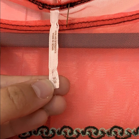 Free People orange embroidered bell sleeve top, M - Picture 5 of 7